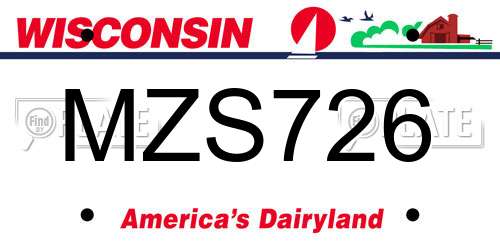 MZS726 Wisconsin License Plate