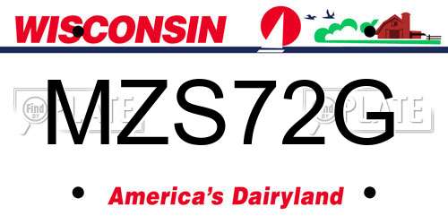 MZS72G Wisconsin License Plate