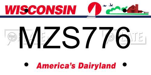 MZS776 Wisconsin License Plate