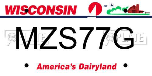MZS77G Wisconsin License Plate