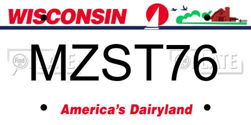 MZST76 Wisconsin License Plate