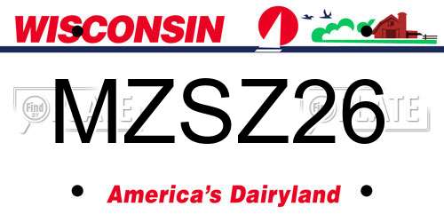 MZSZ26 Wisconsin License Plate