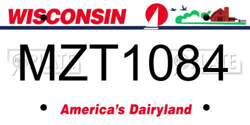 MZT1084 Wisconsin License Plate