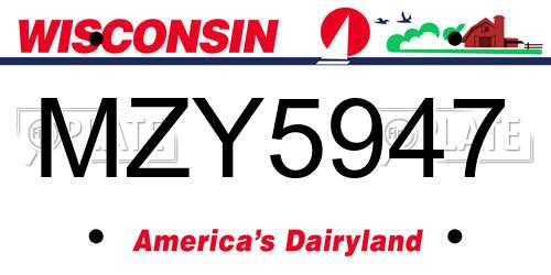 MZY5947 Wisconsin License Plate