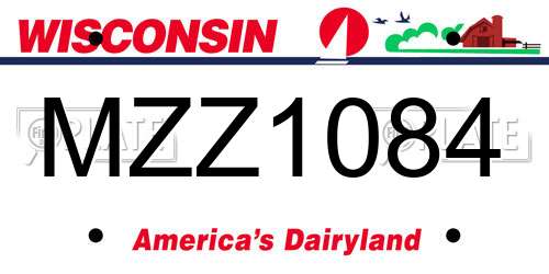 MZZ1084 Wisconsin License Plate