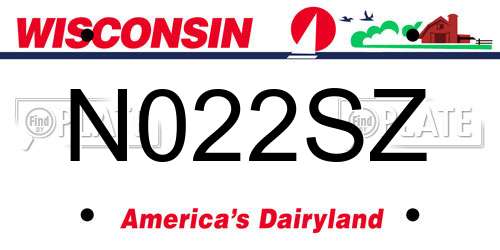 N022SZ Wisconsin License Plate