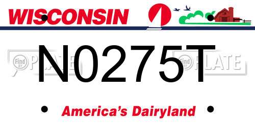 N0275T Wisconsin License Plate
