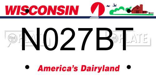 N027BT Wisconsin License Plate