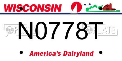 N0778T Wisconsin License Plate
