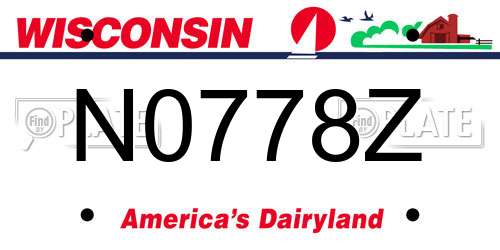 N0778Z Wisconsin License Plate