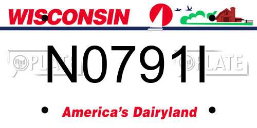 N0791I Wisconsin License Plate