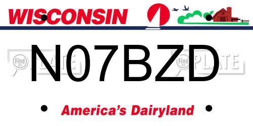 N07BZD Wisconsin License Plate
