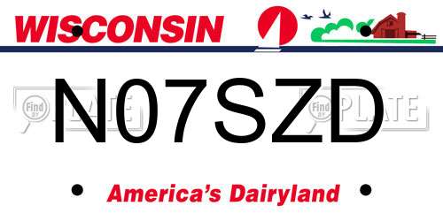 N07SZD Wisconsin License Plate