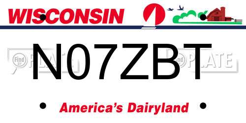 N07ZBT Wisconsin License Plate