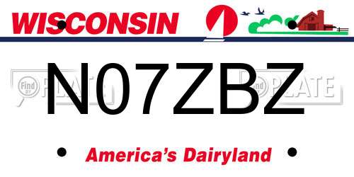 N07ZBZ Wisconsin License Plate