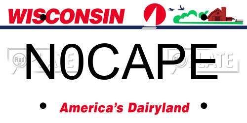 N0CAPE Wisconsin License Plate