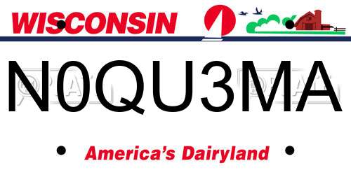 N0QU3MA Wisconsin License Plate