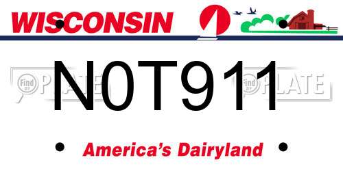 N0T911 Wisconsin License Plate