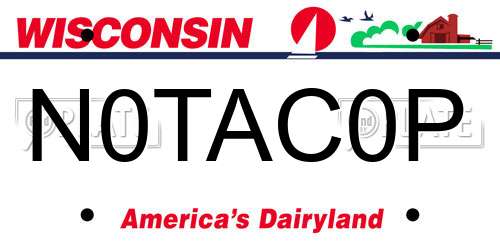 N0TAC0P Wisconsin License Plate
