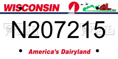 N207215 Wisconsin License Plate