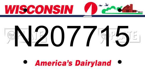 N207715 Wisconsin License Plate