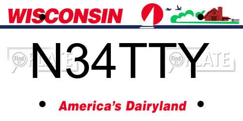 N34TTY Wisconsin License Plate