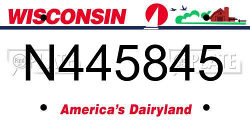 N445845 Wisconsin License Plate