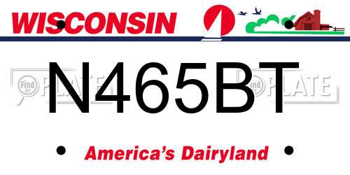 N465BT Wisconsin License Plate