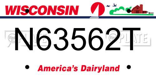 N63562T Wisconsin License Plate