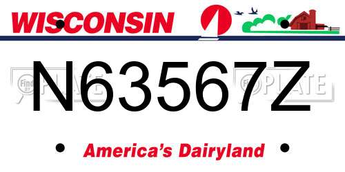 N63567Z Wisconsin License Plate