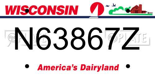 N63867Z Wisconsin License Plate