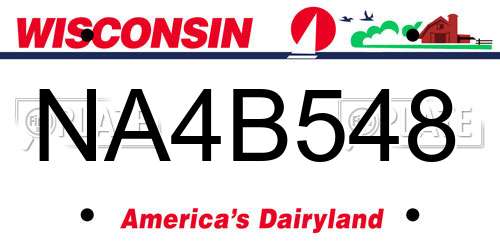 NA4B548 Wisconsin License Plate