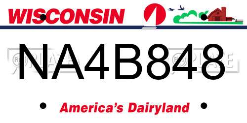 NA4B848 Wisconsin License Plate