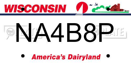 NA4B8P Wisconsin License Plate