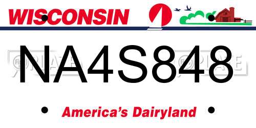 NA4S848 Wisconsin License Plate