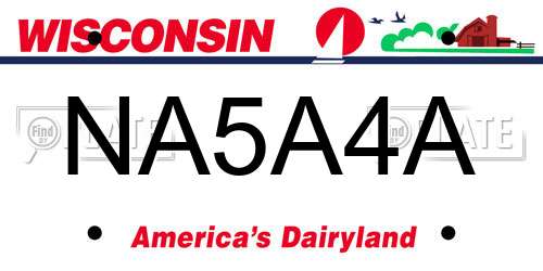 NA5A4A Wisconsin License Plate