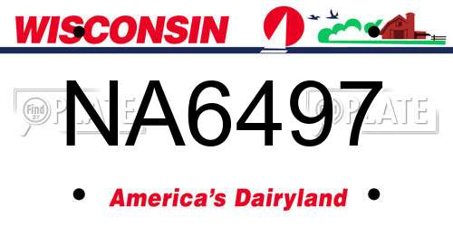 NA6497 Wisconsin License Plate
