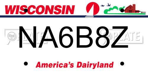 NA6B8Z Wisconsin License Plate