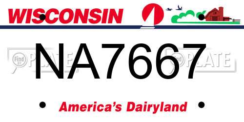 NA7667 Wisconsin License Plate