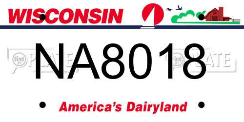 NA8018 Wisconsin License Plate