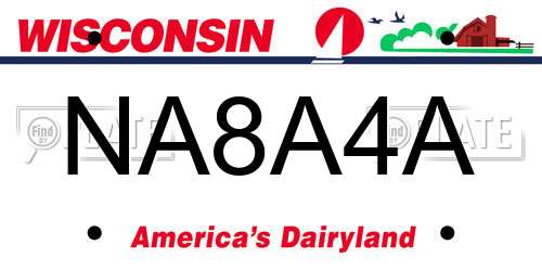 NA8A4A Wisconsin License Plate