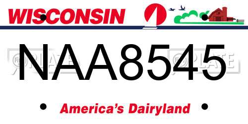 NAA8545 Wisconsin License Plate
