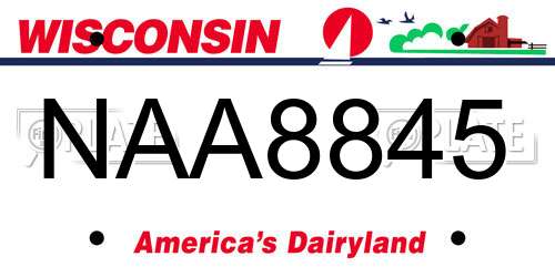 NAA8845 Wisconsin License Plate