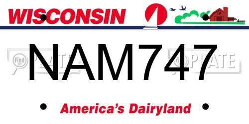 NAM747 Wisconsin License Plate