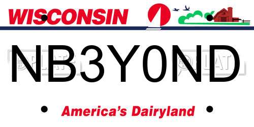 NB3Y0ND Wisconsin License Plate