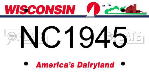 NC1945 Wisconsin License Plate