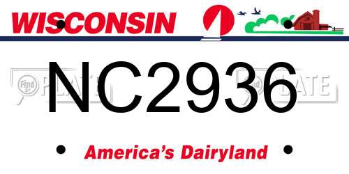 NC2936 Wisconsin License Plate