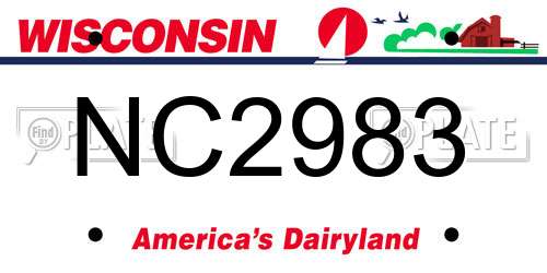 NC2983 Wisconsin License Plate