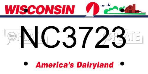 NC3723 Wisconsin License Plate