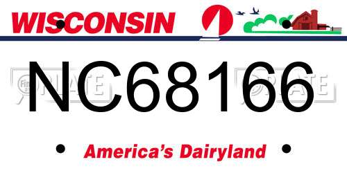 NC68166 Wisconsin License Plate